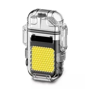 Transparent Bright COB LED Flashlight With Dual ARC Plasma Beam Electric Lighter