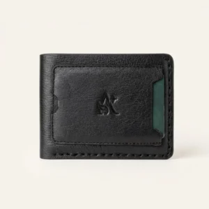 Four magnetic leather wallet (Black)
